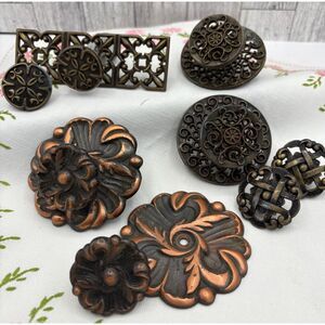 LOT Vintage Hardware Drawer Pulls Knobs Brass Copper Bronze Provincial